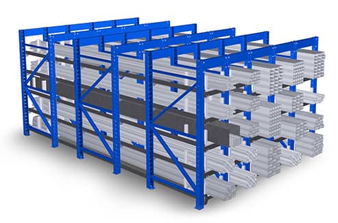 Industrial rack with square space to fit long material